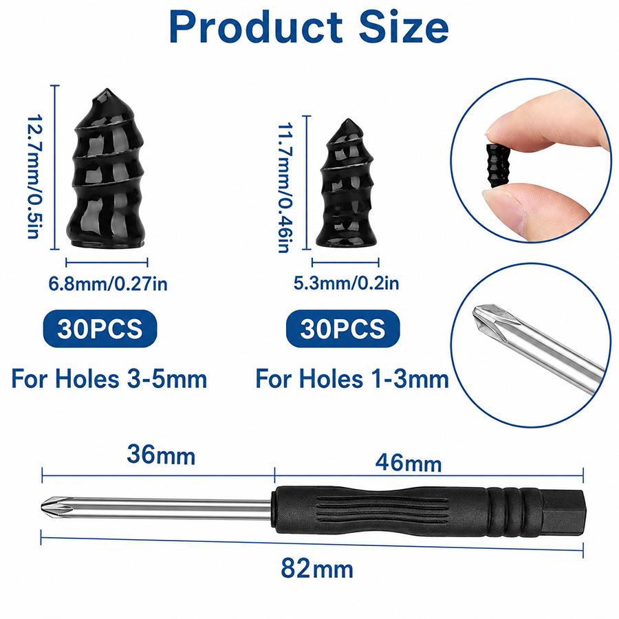 🔥 60PCS Self-Sealing Tire Repair Rubber Nails Kit with 2 Sizes