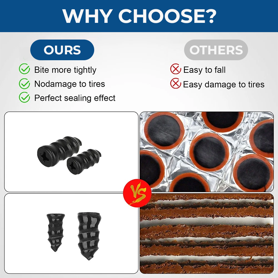 🔥 60PCS Self-Sealing Tire Repair Rubber Nails Kit with 2 Sizes