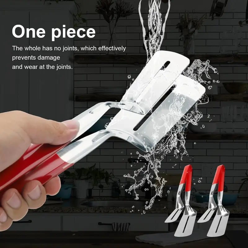 Stainless Steel BBQ Tongs and Spatula with Heat-Resistant Extended Handles (2-Piece Set)