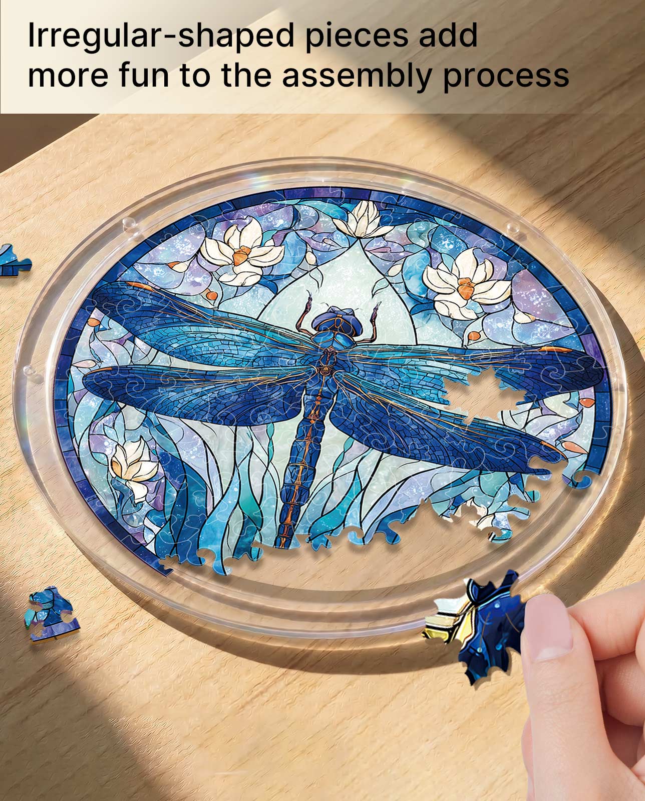 Acrylic Jigsaw Puzzle Suncatcher - Moonlit Dragonfly
