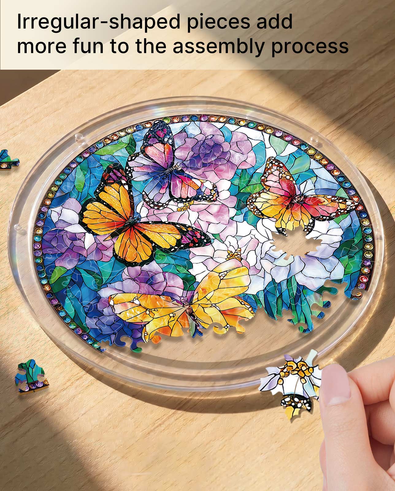 Acrylic Jigsaw Puzzle Suncatcher - Butterflies in Bloom