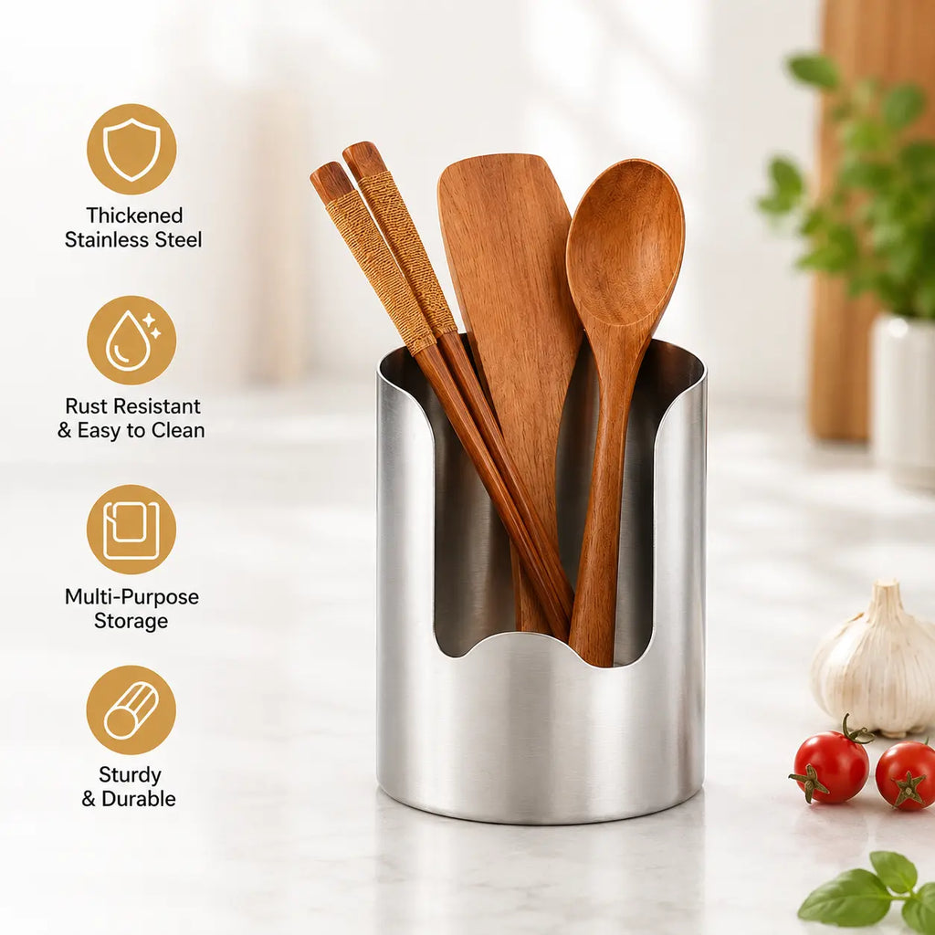 Heavy-Duty Stainless Steel Cutlery Organizer – Rust-Resistant, Easy-to-Clean, Multifunctional Kitchen Countertop Organizer