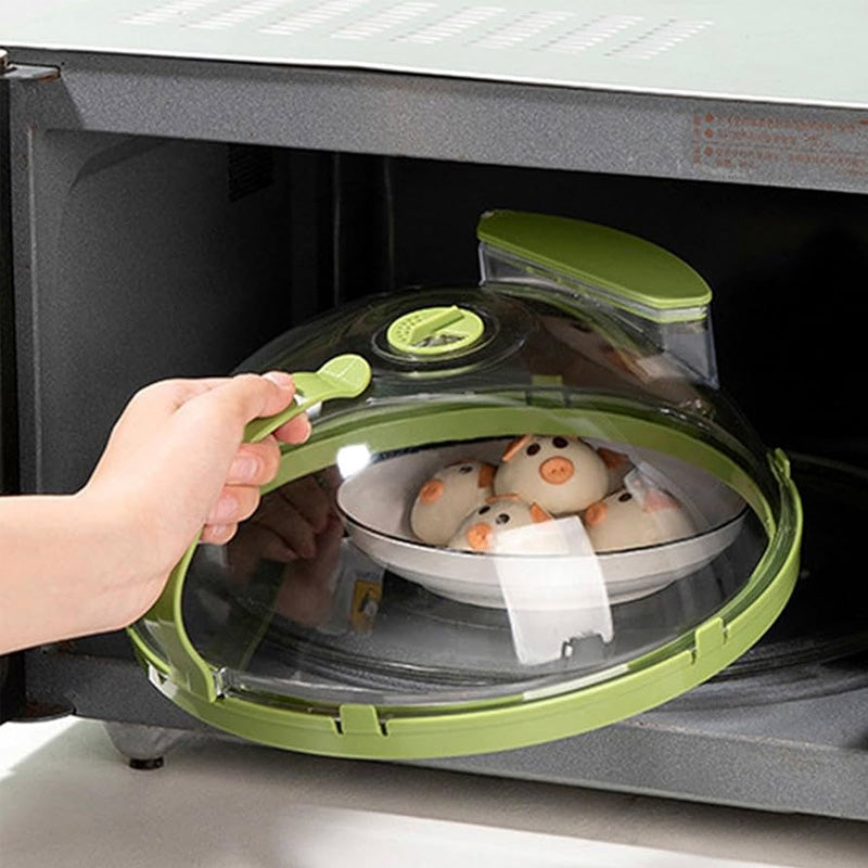 Microwave Splatter Cover With Water Steamer, Food Cover for Oven, BPA Free