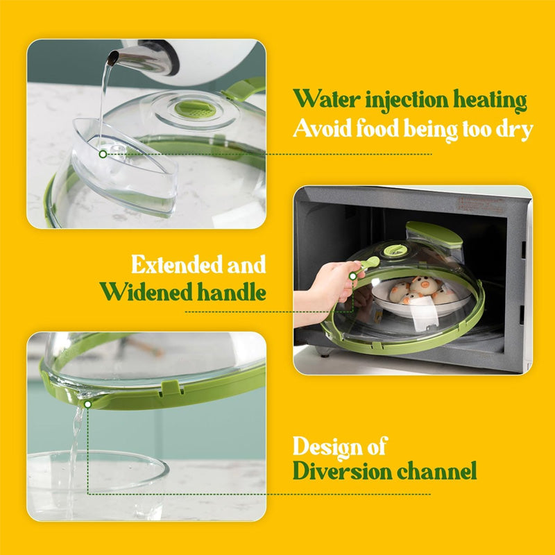 Microwave Splatter Cover With Water Steamer, Food Cover for Oven, BPA Free