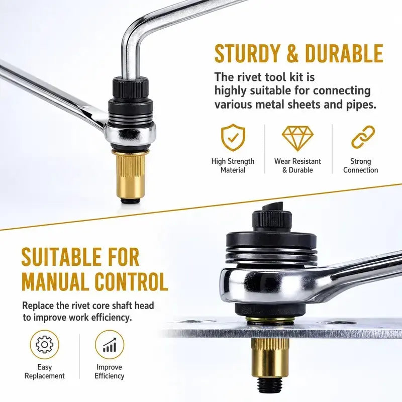 Manual Rivet Nut Tool Set (includes M3–M12 carbon steel rivet nuts)
