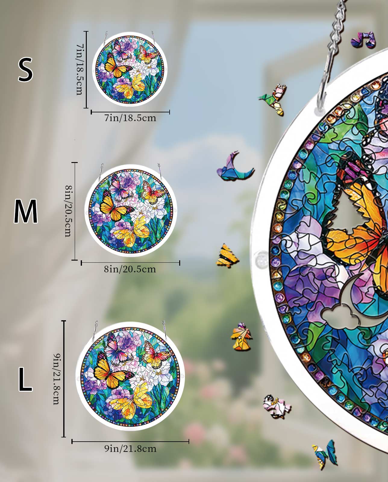 Acrylic Jigsaw Puzzle Suncatcher - Butterflies in Bloom