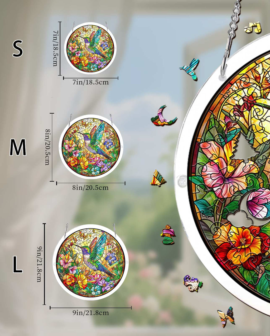 Acrylic Jigsaw Puzzle Suncatcher - Botanical Nectar Oasis