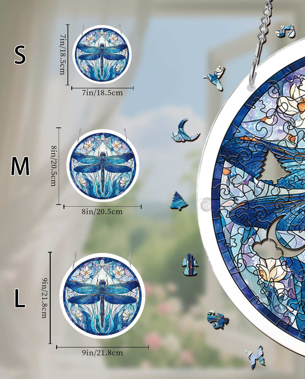 Acrylic Jigsaw Puzzle Suncatcher - Moonlit Dragonfly