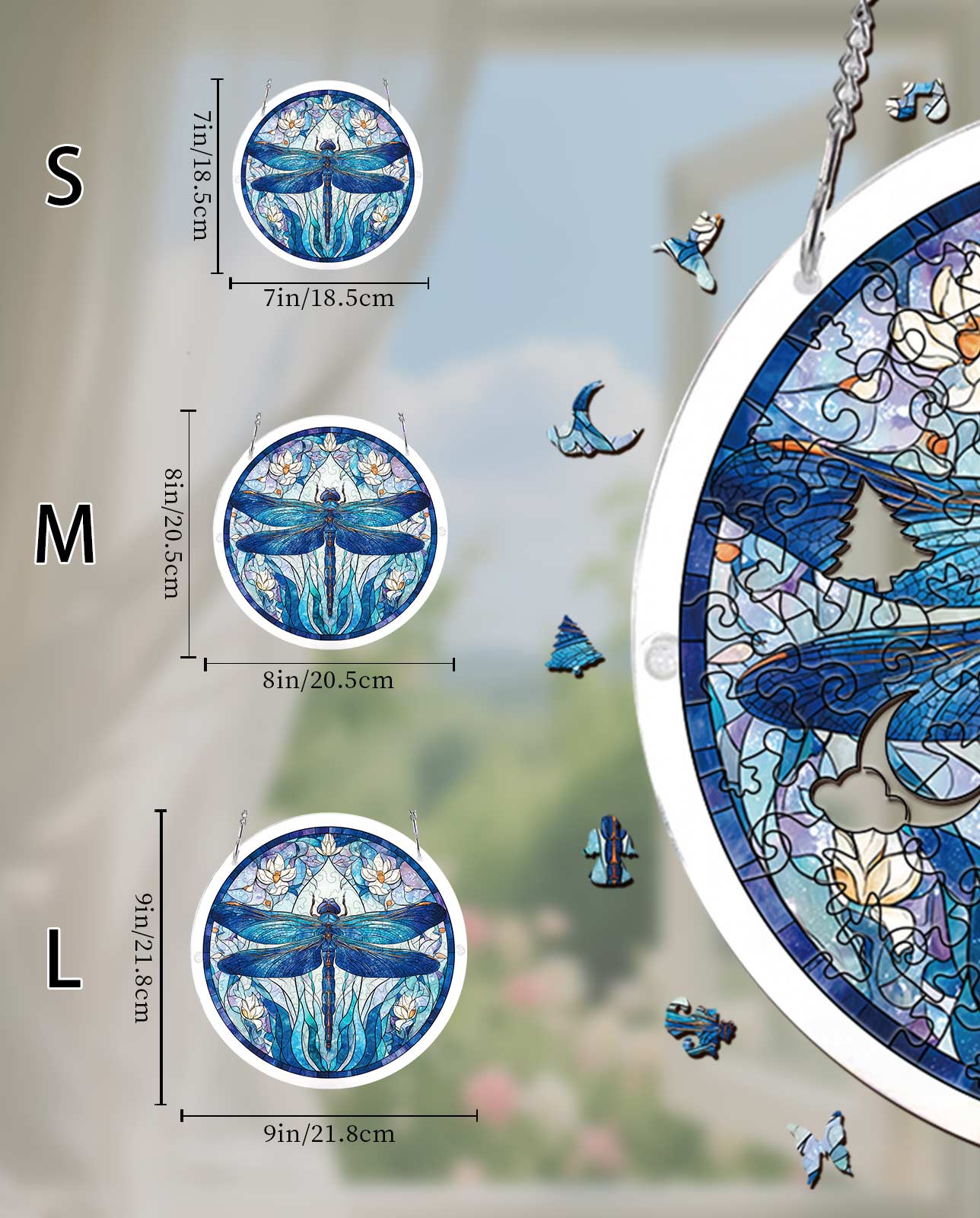 Acrylic Jigsaw Puzzle Suncatcher - Moonlit Dragonfly