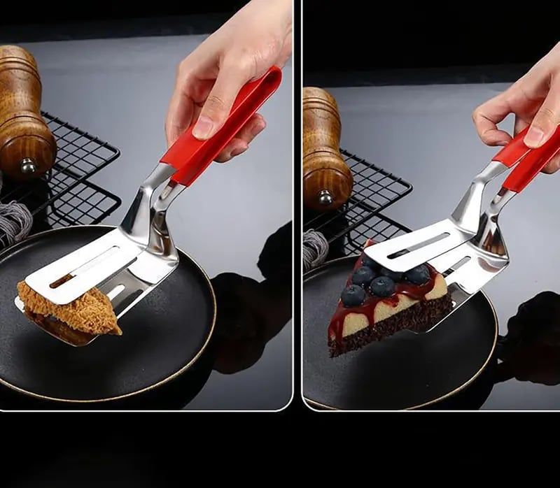 Stainless Steel BBQ Tongs and Spatula with Heat-Resistant Extended Handles (2-Piece Set)