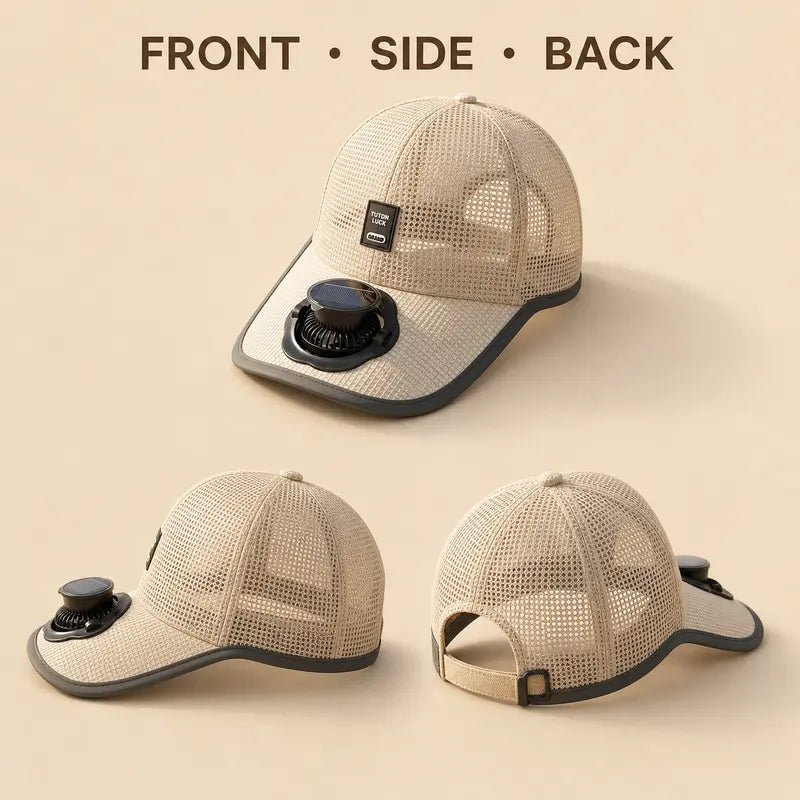 Mesh Baseball Cap (with Solar-Powered Brim Fan)
