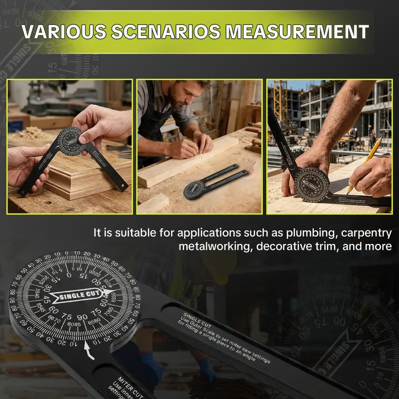 Aluminum Alloy Misaligner Protractor | 7-inch Rust-Proof Angle Ruler with 360° Measuring Range