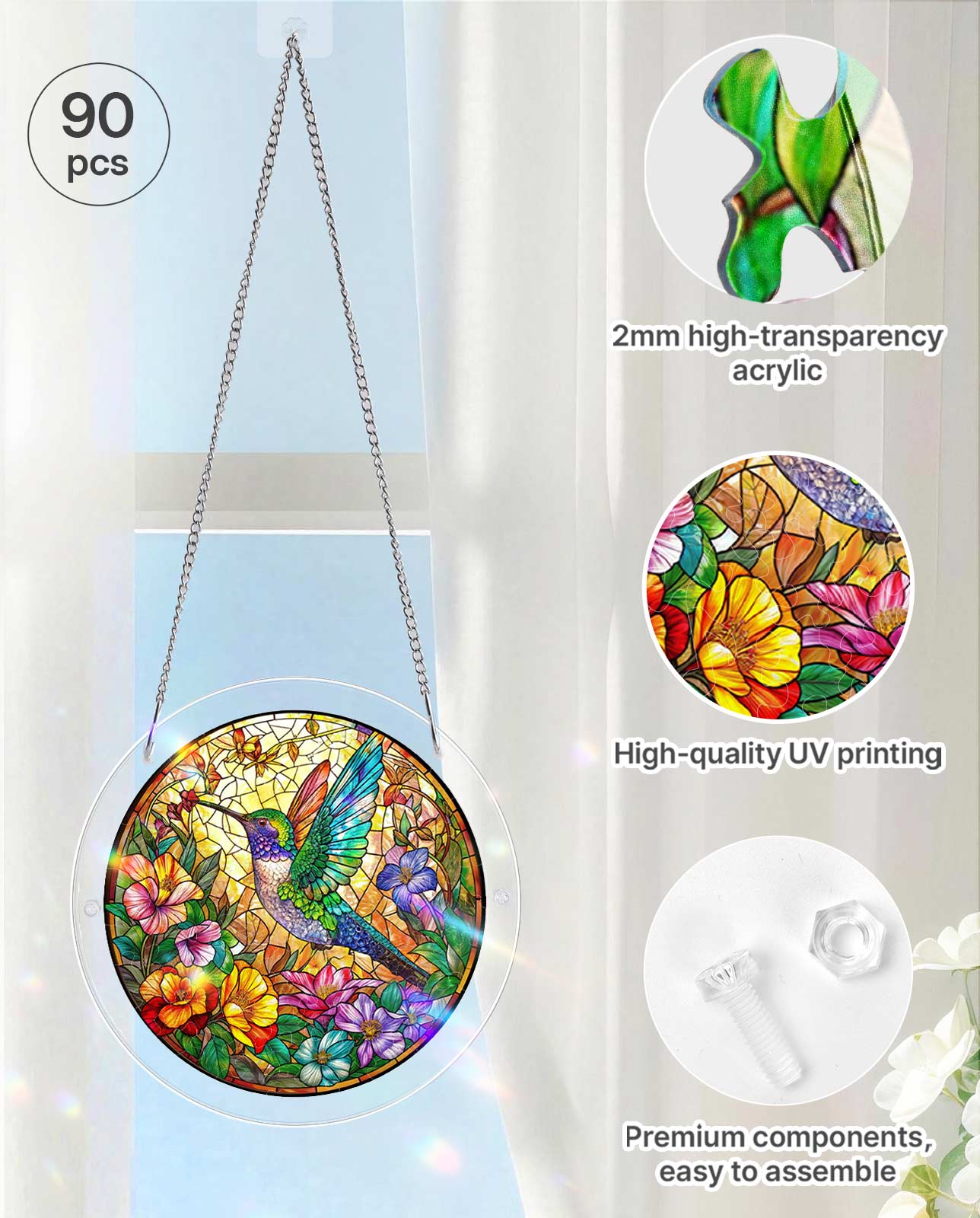 Acrylic Jigsaw Puzzle Suncatcher - Botanical Nectar Oasis