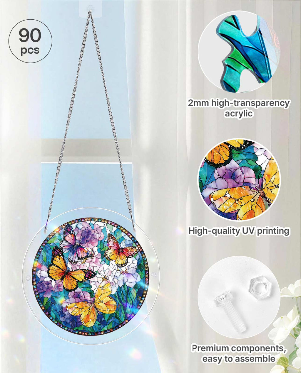 Acrylic Jigsaw Puzzle Suncatcher - Butterflies in Bloom