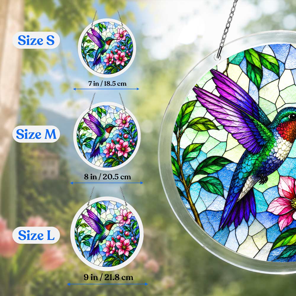 Acrylic Jigsaw Puzzle Suncatcher - Blooming Hummingbird