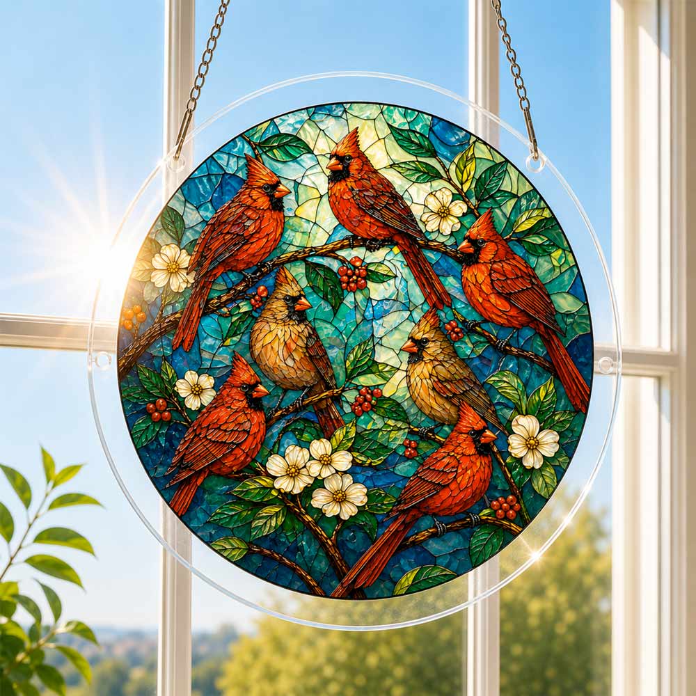Acrylic Jigsaw Puzzle Suncatcher - Cardinal Garden