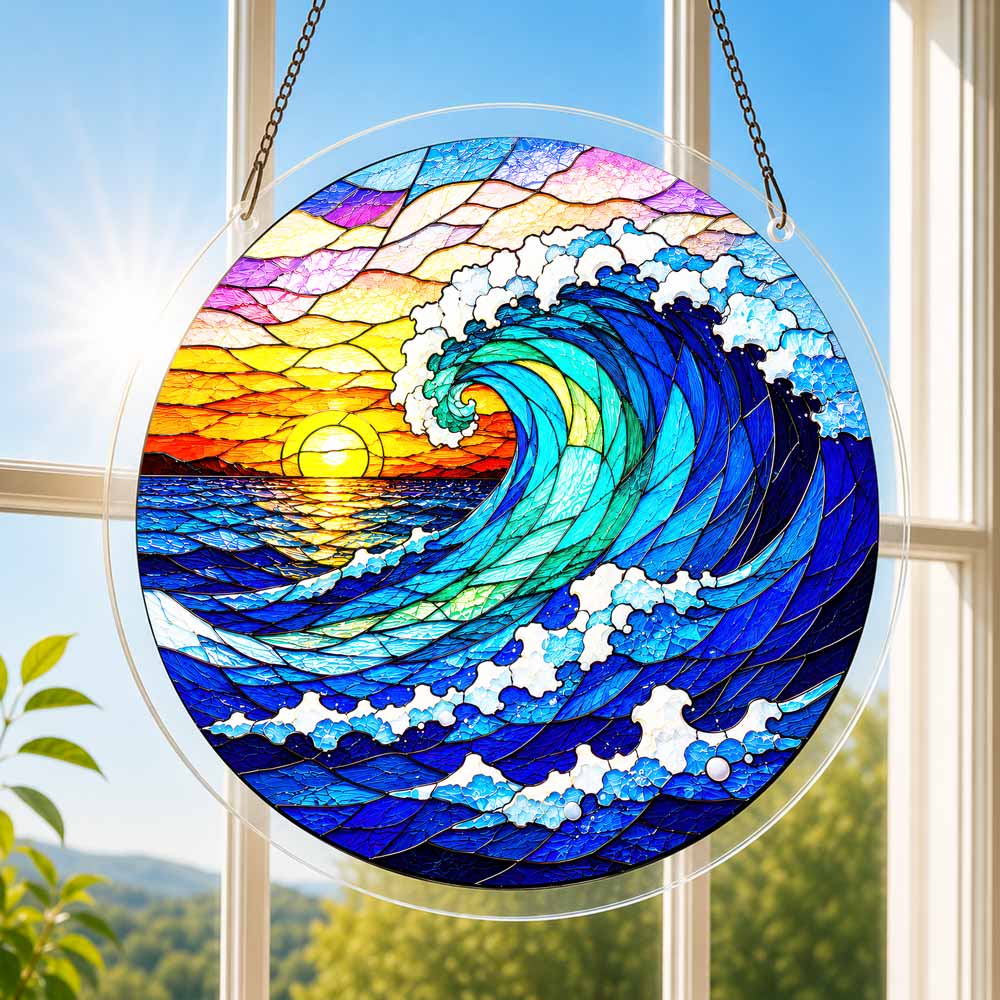 Acrylic Jigsaw Puzzle Suncatcher - Coastal Wave