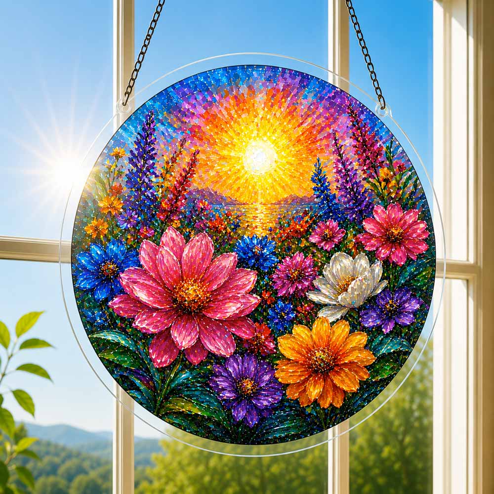 Acrylic Jigsaw Puzzle Suncatcher - Floral Glow