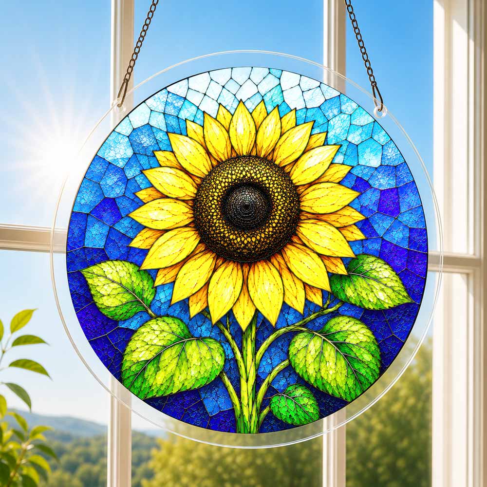 Acrylic Jigsaw Puzzle Suncatcher - Golden Sunflower