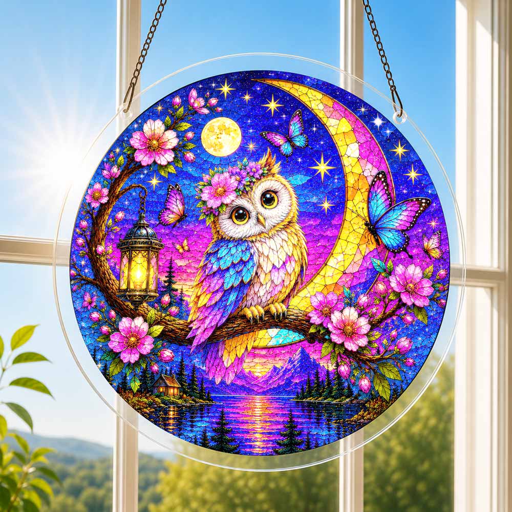 Acrylic Jigsaw Puzzle Suncatcher - Moonlit Owl