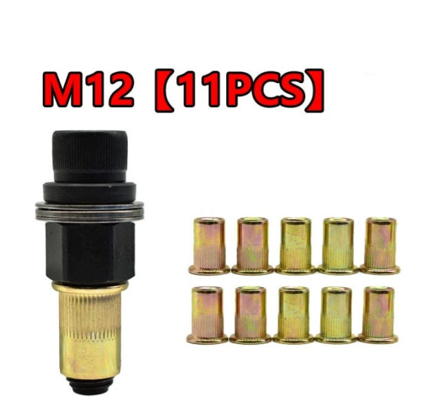 Manual Rivet Nut Tool Set (includes M3–M12 carbon steel rivet nuts)