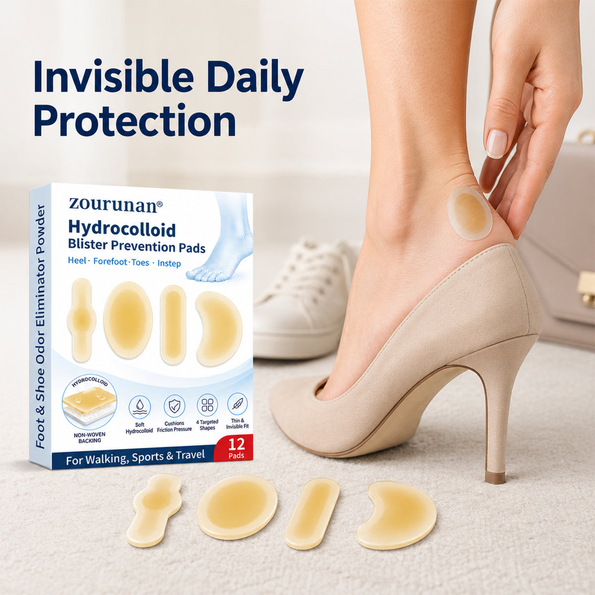 👠 Anti-Blister Invisible Heel Pads – 💧 Waterproof & Sweat-Resistant