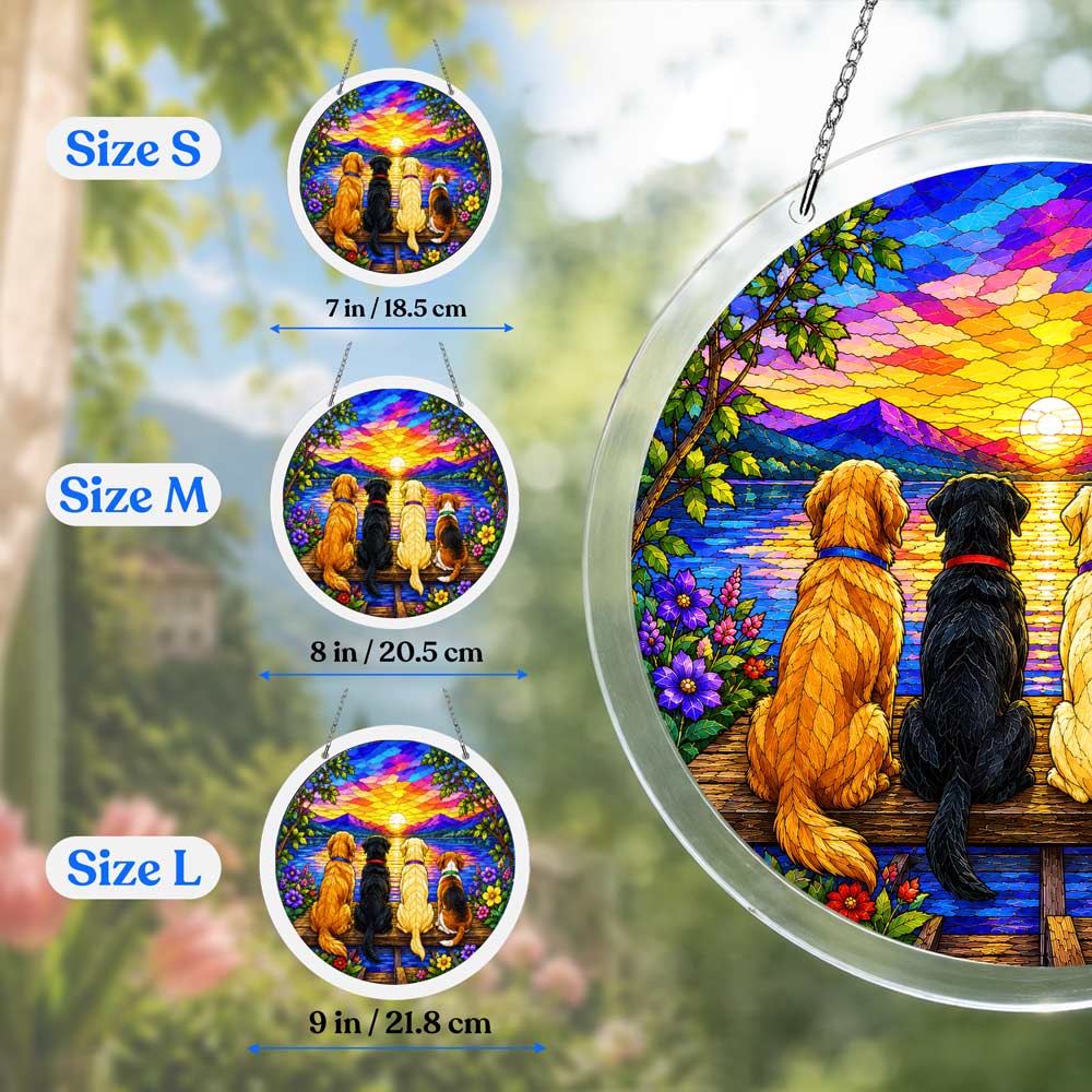 Acrylic Jigsaw Puzzle Suncatcher - Sunset Dogs