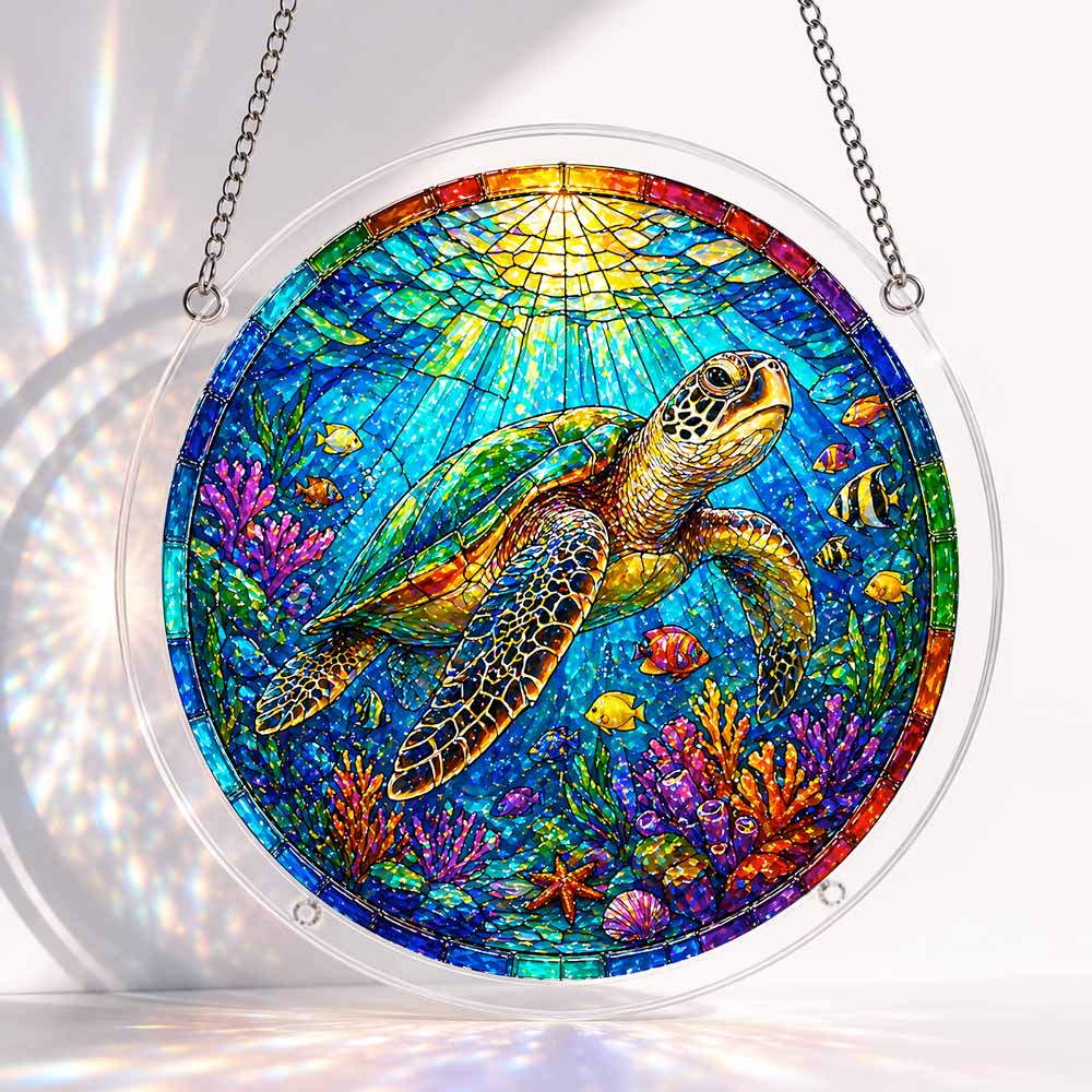 Acrylic Jigsaw Puzzle Suncatcher - Tropical Turtle