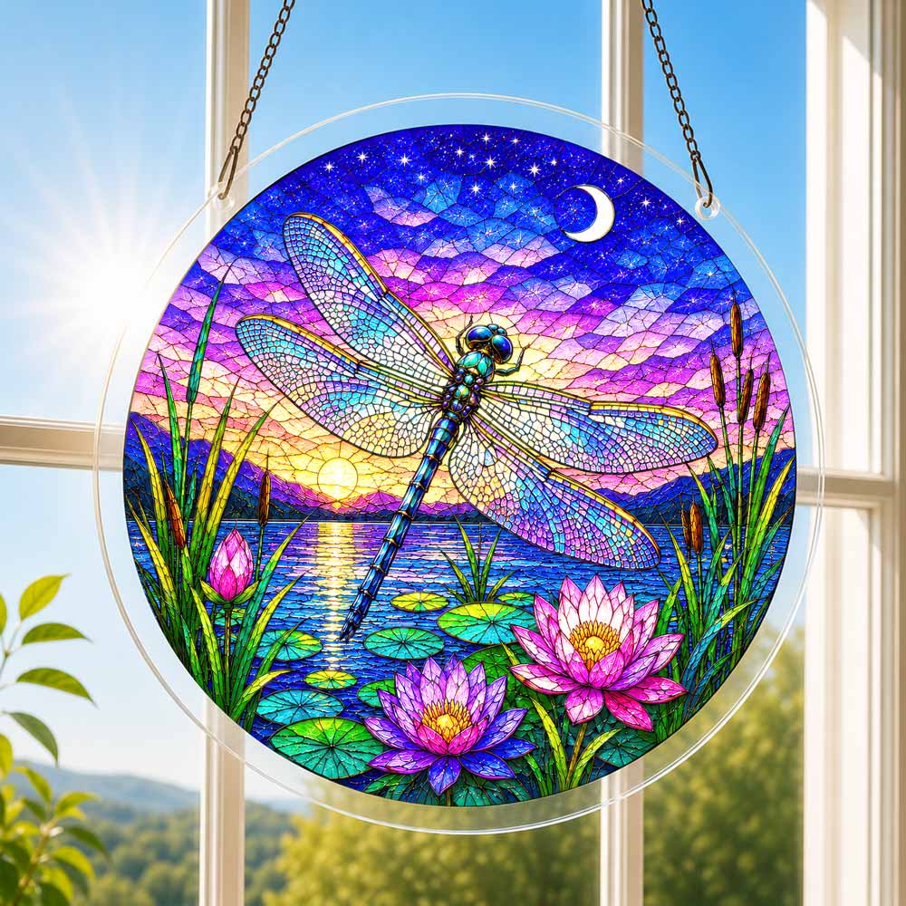 Acrylic Jigsaw Puzzle Suncatcher - Twilight Dragonfly