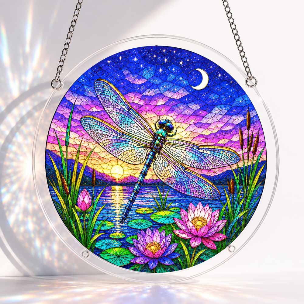 Acrylic Jigsaw Puzzle Suncatcher - Twilight Dragonfly