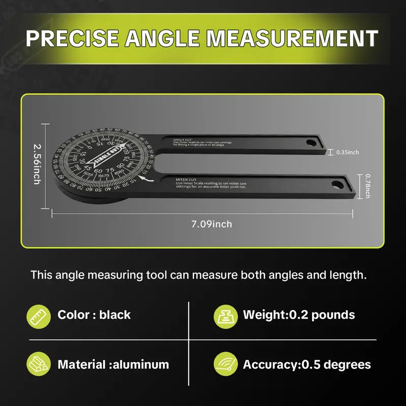 Aluminum Alloy Misaligner Protractor | 7-inch Rust-Proof Angle Ruler with 360° Measuring Range