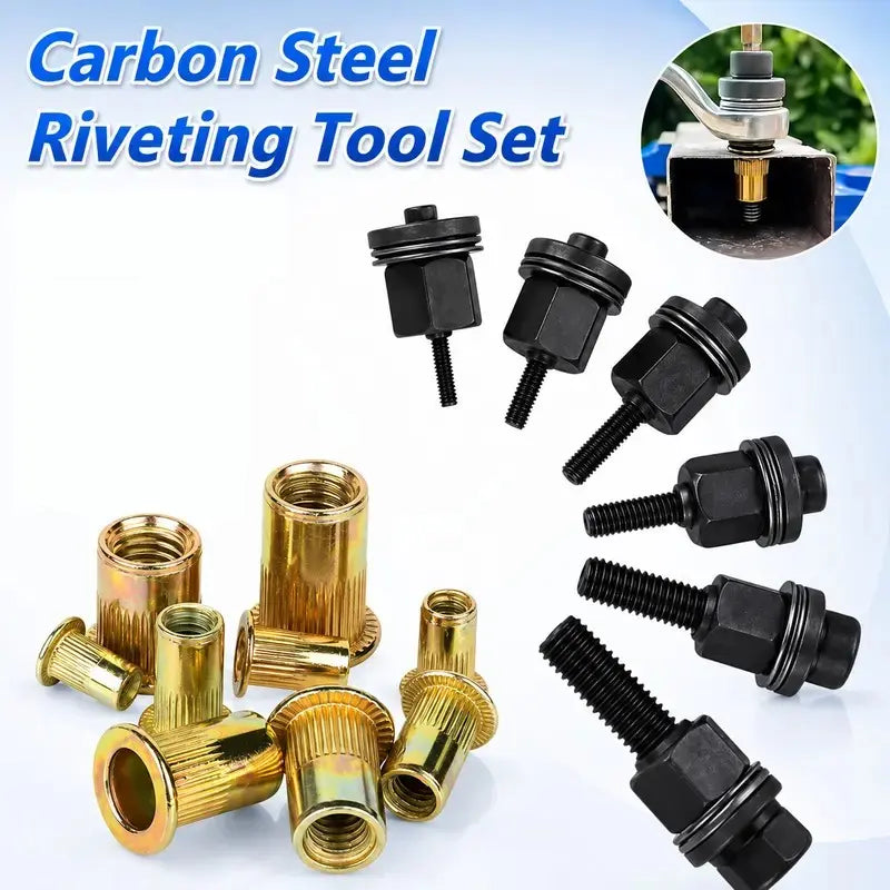 Manual Rivet Nut Tool Set (includes M3–M12 carbon steel rivet nuts)