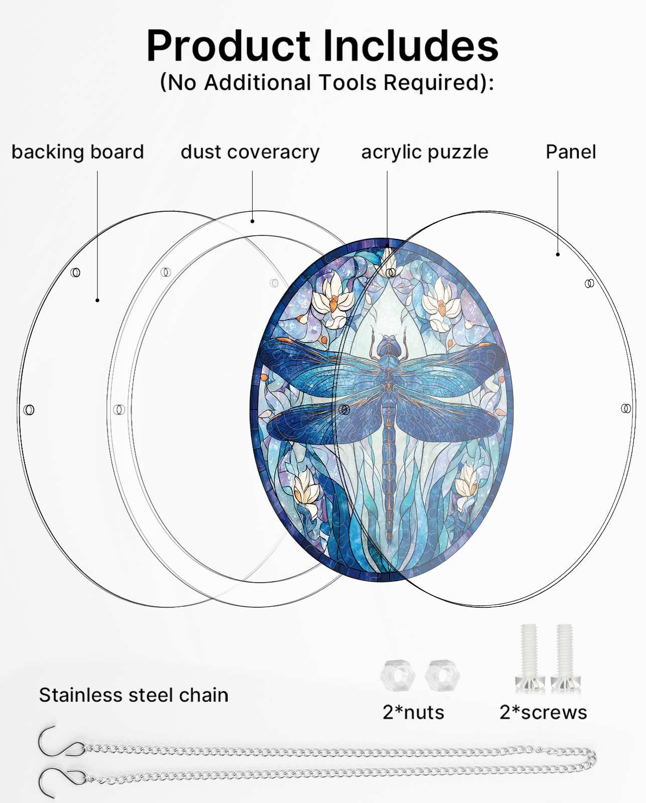 Acrylic Jigsaw Puzzle Suncatcher - Moonlit Dragonfly