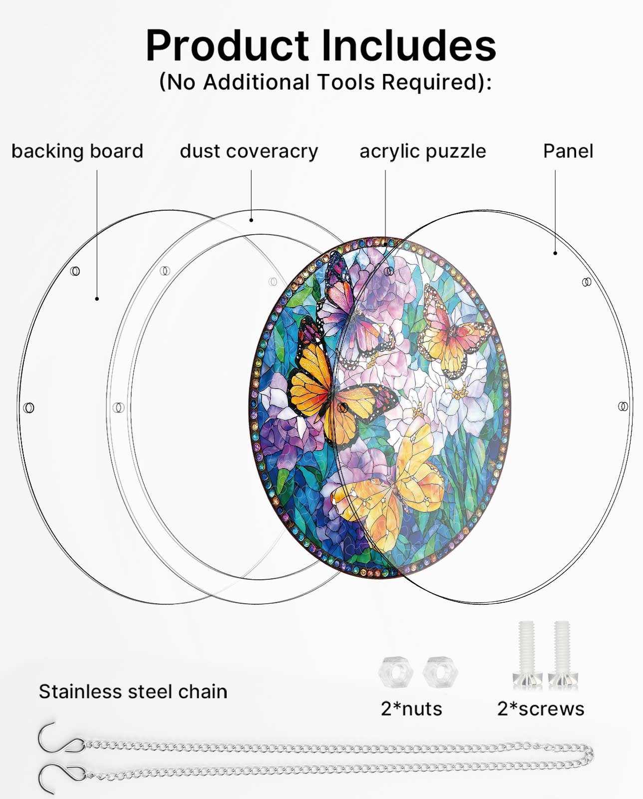 Acrylic Jigsaw Puzzle Suncatcher - Butterflies in Bloom