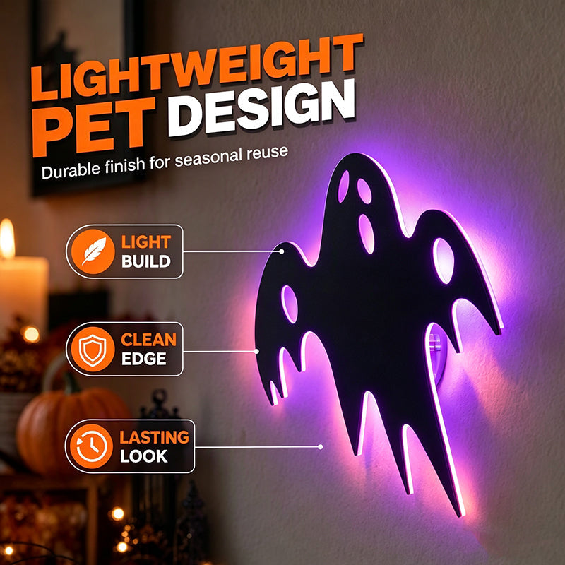 👻Halloween Glow-in-the-Dark Wall Stickers – LED-illuminated, peel-and-stick.