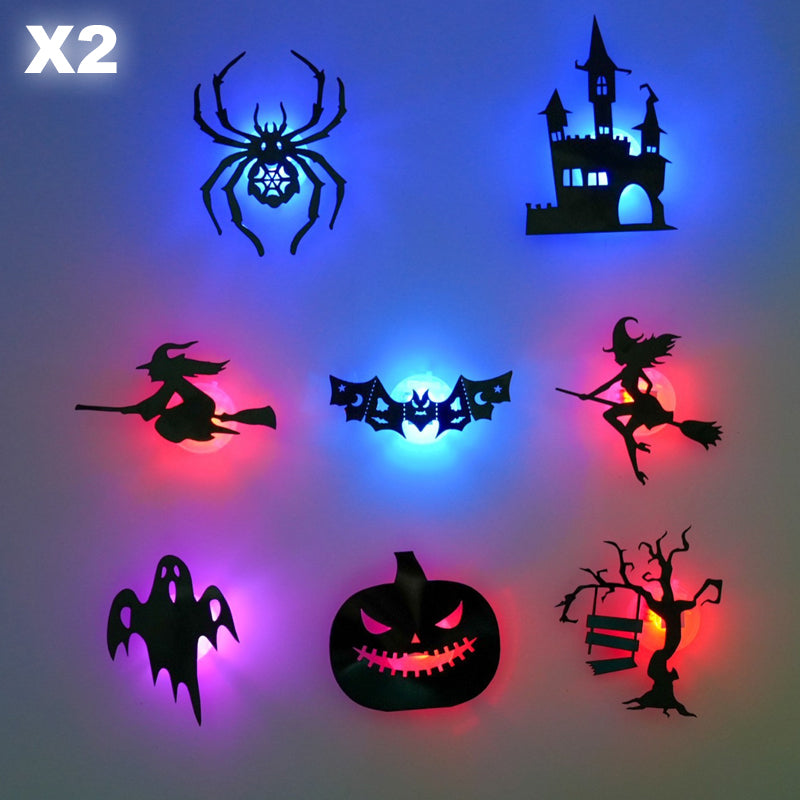 👻Halloween Glow-in-the-Dark Wall Stickers – LED-illuminated, peel-and-stick.