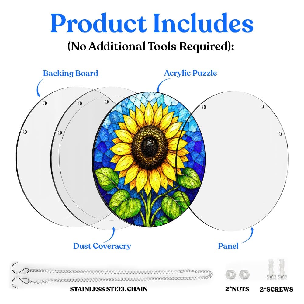 Acrylic Jigsaw Puzzle Suncatcher - Golden Sunflower