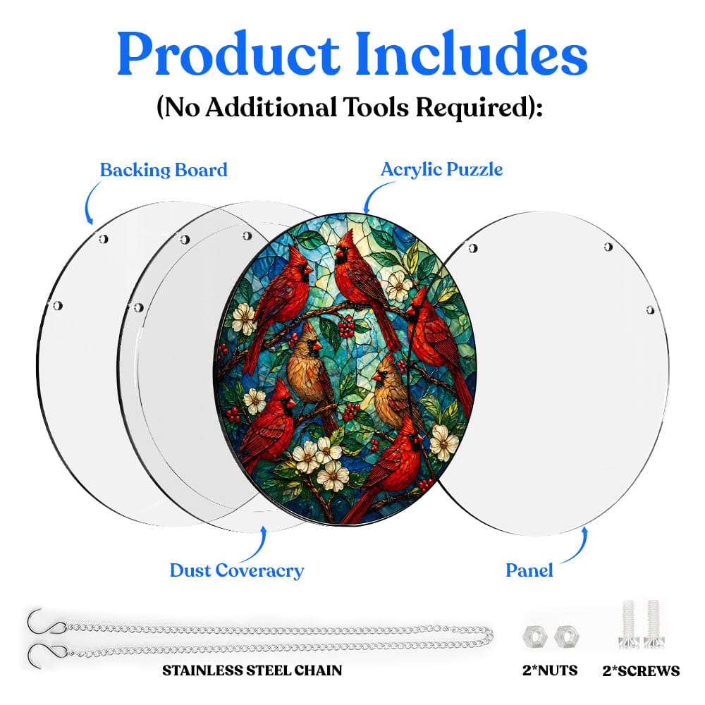 Acrylic Jigsaw Puzzle Suncatcher - Cardinal Garden