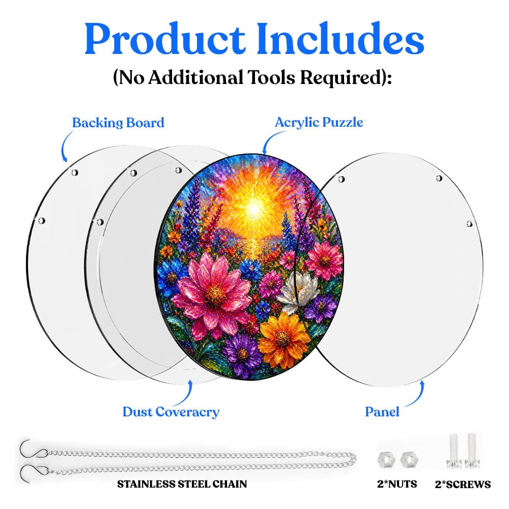 Acrylic Jigsaw Puzzle Suncatcher - Floral Glow